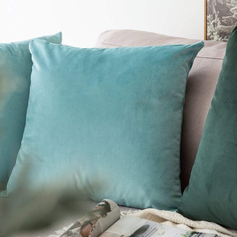Khooti Velvet Cushion Cover, 30x30 | Teal Green | Pack of 2 | Solid Plain Soft & Smooth, Decorative Cushion Covers for Living Room, Bedroom, Couches, Chairs, Sofas, Beds & Home Decor - Image 3