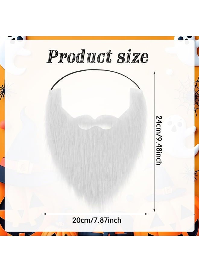 Yolev Fake Beard Fake Mustaches Fake Facial Hair Novelty Moustache False Beards for Costume Halloween Christmas Cosplay, White, One size - Image 2