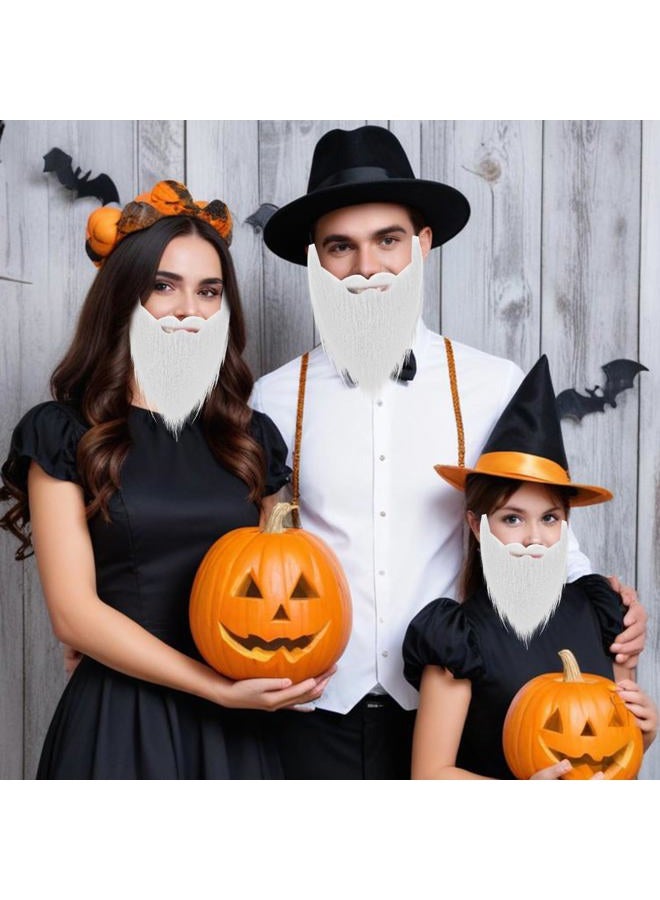 Yolev Fake Beard Fake Mustaches Fake Facial Hair Novelty Moustache False Beards for Costume Halloween Christmas Cosplay, White, One size - Image 3