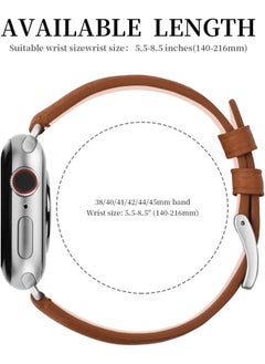 Fullmosa Fullmosa Compatible Apple Watch Band 49 45 44 42mm, Leather iWatch Band with Case for Series Ultra/8/7/6/5/4/3/2/1/SE/SE2 for Women Men - Brown + Silver Buckle(Watch Not Included)  - Image 4