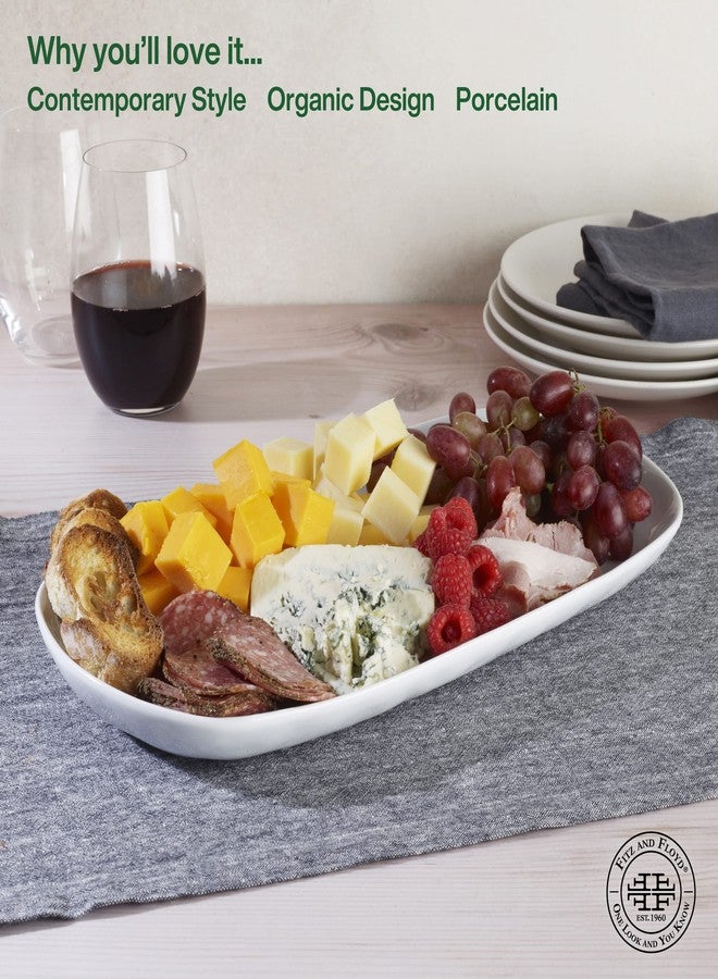 Everyday White by Fitz and Floyd Organic Serve Platter, 15-inch - Image 4