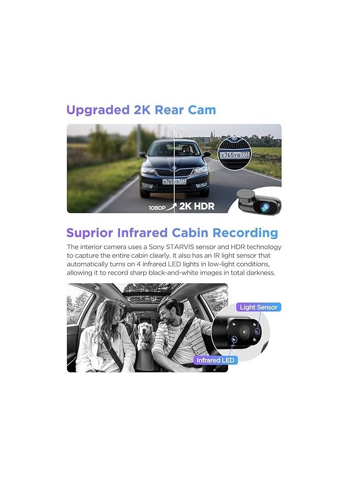 Viofo - Front 4K Rear 2K Interior FHD | 2.4'' HD Screen | Sony's latest STARVIS 2 Dash Cam with Voice Control | Viofo A229 PRO 3CH - Image 1