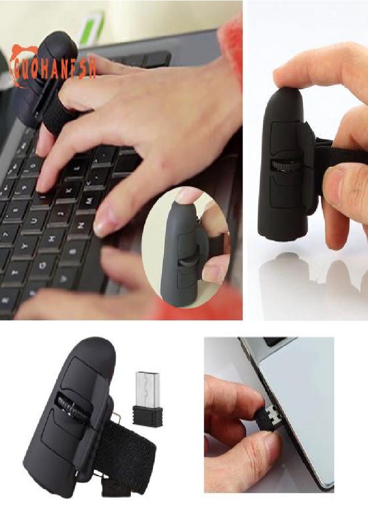 Eckek - Wireless Finger Rings Mouse 2.4G USB Lightweight Portable Reduce Keyboard Mouse Time for Laptop Tablet PC - Image 1