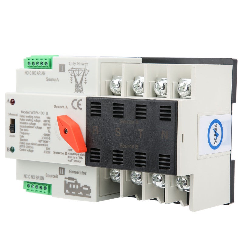 GEYA مفتاح التحويل التلقائي 100A 4P AC400V طاقة مزدوجة ATSE - تصميم مدمج مثبت على سكة تحكم 60A لصندوق توزيع PZ30 المنزلي نظام طاقة الطوارئ - Image 2