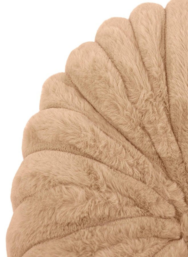 vctops Round Throw Pillow Soft Faux Fur Decorative Pillow Small Pumpkin Throw Pillow Cushion for Living Room Sofa Bed (Khaki,13.7" Diameter) - Image 4