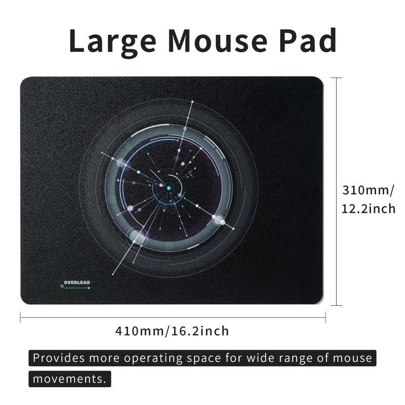 GMKWTL XVX Glass Mousepad Gaming, Overload Black Tempered Glass Mouse Pads for Gaming,Professional Large Mouse Mat 410mm*310mm, Special Glass Surface with Improved Precision and Speed - Image 2