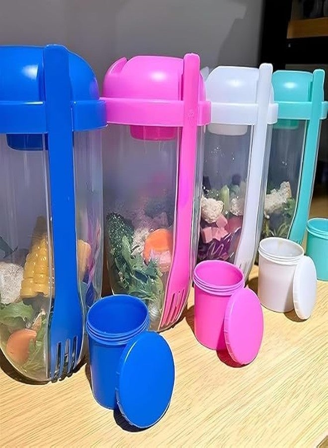 NETZILLA NAVA PAVA Salad Bowls with Fork for Breakfast, Portable Salad Contaier with Large Capacity, BPA Free Material Mason Cup for Healthy Breakfast Includes Yogurt Cup-(Mint Gree)(1000ml) - Image 5