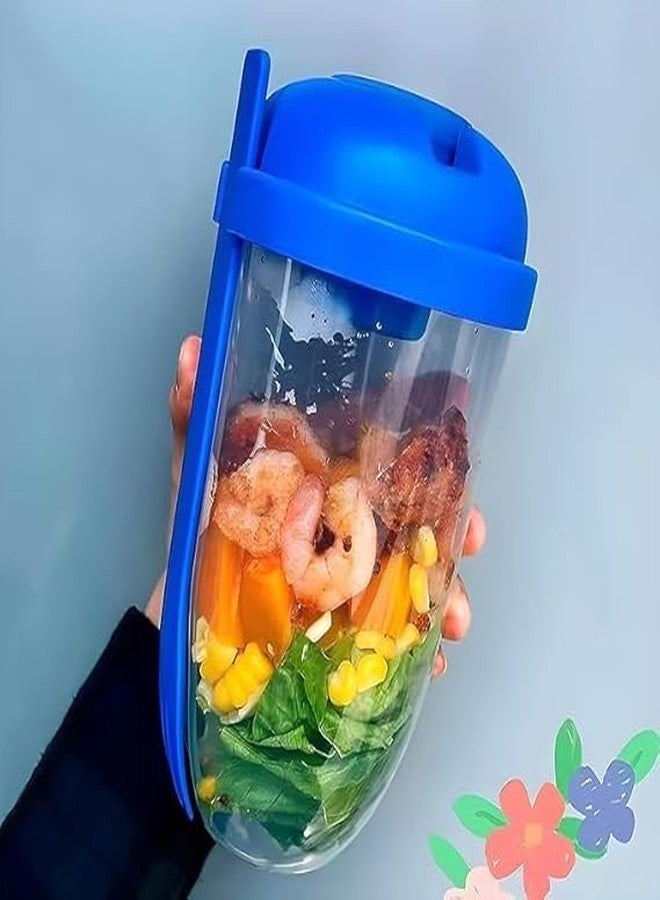 NETZILLA NAVA PAVA Salad Bowls with Fork for Breakfast, Portable Salad Contaier with Large Capacity, BPA Free Material Mason Cup for Healthy Breakfast Includes Yogurt Cup-(Mint Gree)(1000ml) - Image 3