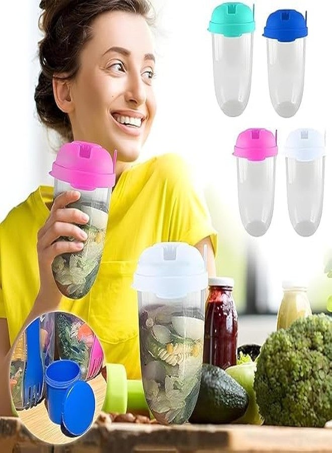NETZILLA NAVA PAVA Salad Bowls with Fork for Breakfast, Portable Salad Contaier with Large Capacity, BPA Free Material Mason Cup for Healthy Breakfast Includes Yogurt Cup-(Mint Gree)(1000ml) - Image 4