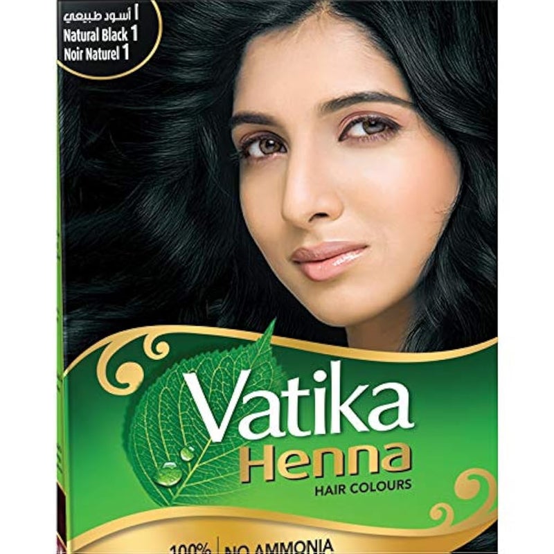 Vatika Henna Hair Color For Hair Dye (60g - 6 x 10) | Natural Black | 100% Grey Coverage | Indian Henna Based | No Ammonia - Image 2