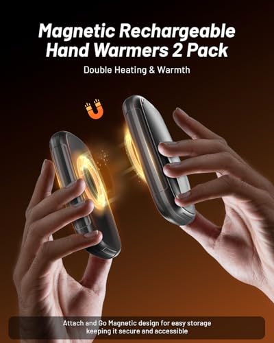 Aililan Hand Warmers Rechargeable 2 Pack, 3-Settings Rechargeable Hand Warmer, AI Smart Heating, Pocket Portable Electric Hands Warmer, Magnetic Handwarmers, A Winter for Kids and Loved Ones - Image 3