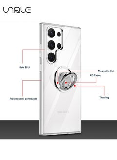 Unique Compatible with Samsung Galaxy S24 Ultra Phone Case - Clear Phone Case - Magnetic Bracket Phone Case - Car Phone Case - Clear Soft TPU Slim Shockproof Phone Case  - Image 3