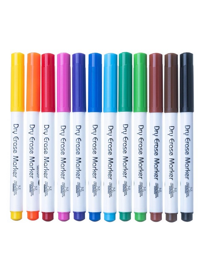 Apostrophe Games Fine Point Dry Erase Markers - Multicolor Variety Pack Pens, 12 Colors - Reusable Whiteboard Markers, Wipes Clean - Image 2
