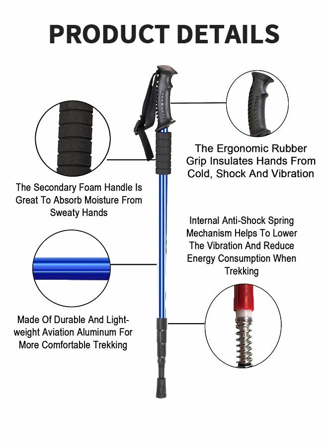 GROIC Trekking Poles Telescopic Walking Sticks Hiking Poles,Ultralight Poles for Hiking with 4 Wear-resistant Foot Pads,Outdoor Sports Equipment - Image 2
