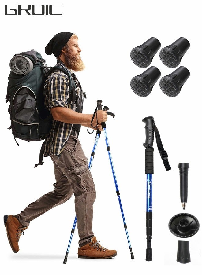 GROIC Trekking Poles Telescopic Walking Sticks Hiking Poles,Ultralight Poles for Hiking with 4 Wear-resistant Foot Pads,Outdoor Sports Equipment - Image 1
