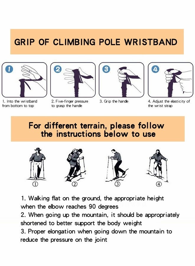 GROIC Trekking Poles Telescopic Walking Sticks Hiking Poles,Ultralight Poles for Hiking with 4 Wear-resistant Foot Pads,Outdoor Sports Equipment - Image 4