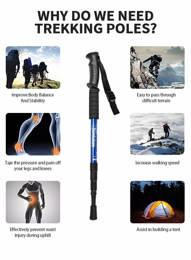 GROIC Trekking Poles Telescopic Walking Sticks Hiking Poles,Ultralight Poles for Hiking with 4 Wear-resistant Foot Pads,Outdoor Sports Equipment - Image 5