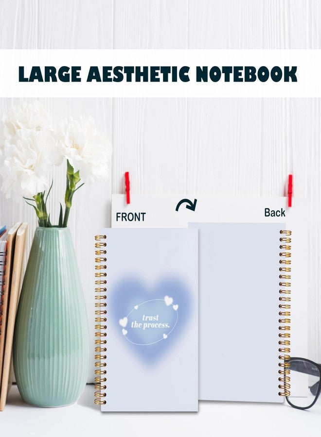 BearCake Trendy Y2K Blue Aura Preppy Notebook Journal, Trust the Process Inspirational Notebooks, Aesthetic Notebooks, Blue Aesthetic Office Supplies, Hardcover Spiral Notebook 5.5x8.3 - Image 4