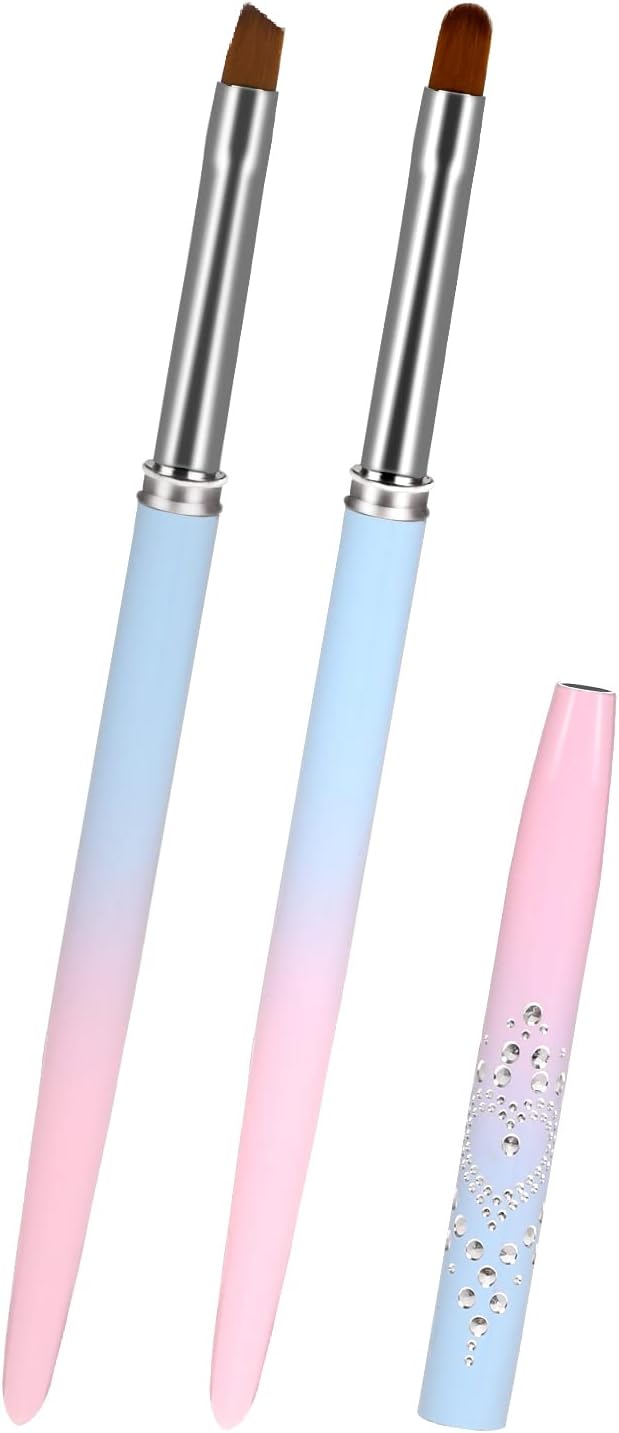 Sliverdew Nail Art Clean Up Brushes 2Pcs RoundAngled Nail Painting Brushes Professional Nail Design Brushes Finger Nail Polish Brush for Cleaning Mistake on the Cuticles