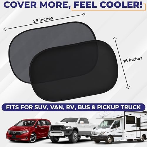 EcoNour Car Window Shade for Baby (4 Pack) | Cling Sun Shade for SUV, Van, RV, Bus & Pickup Truck | Sun Protection for Car Side Window | Sun Blocker Shade for Baby | X-Large 25" x 16" - Image 3