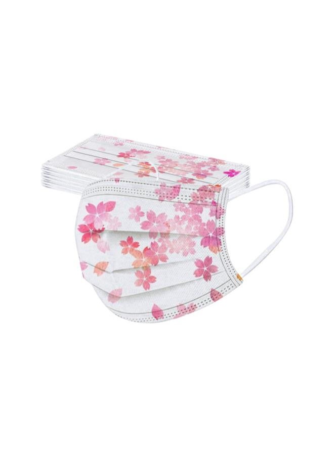 Generic - 50PC Love Valentines Day Floral Disposable Face Mask For Adults Women Cute Sweet Design Heart Printed Disposable Face Masks - Image 1