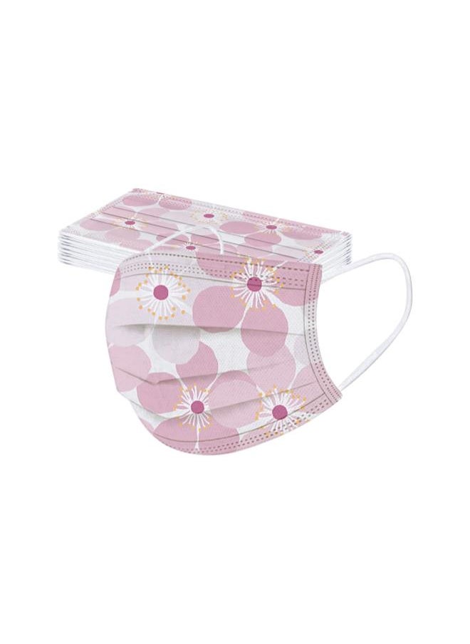 Generic - 50PC Love Valentines Day Floral Disposable Face Mask For Adults Women Cute Sweet Design Heart Printed Disposable Face Masks - Image 1