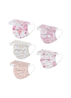 50PC Love Valentines Day Floral Disposable Face Mask For Adults Women Cute Sweet Design Heart Printed Disposable Face Masks
