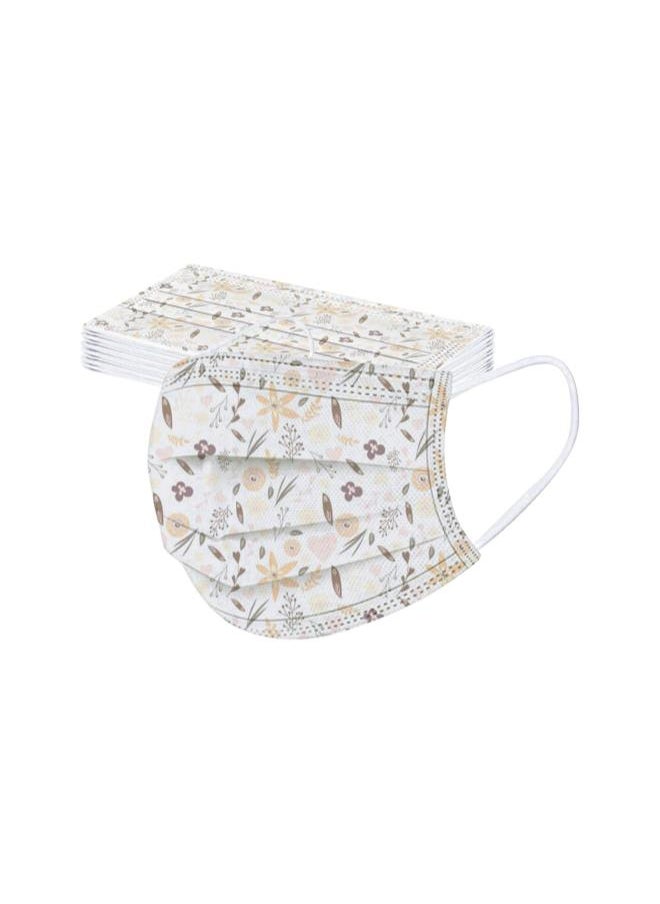 Generic - 50PC Love Valentines Day Floral Disposable Face Mask For Adults Women Cute Sweet Design Heart Printed Disposable Face Masks - Image 1