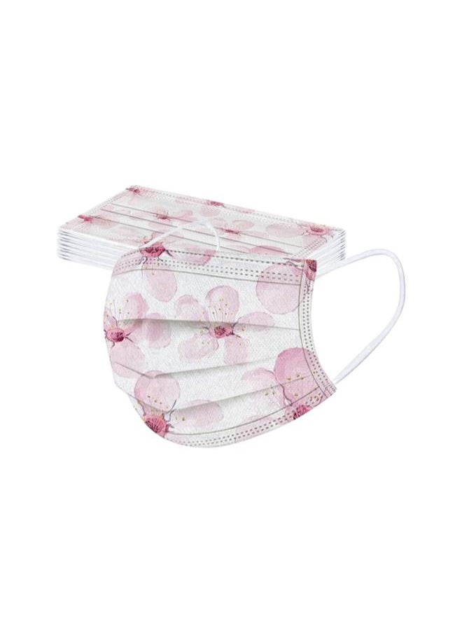 Generic - 50PC Love Valentines Day Floral Disposable Face Mask For Adults Women Cute Sweet Design Heart Printed Disposable Face Masks - Image 1