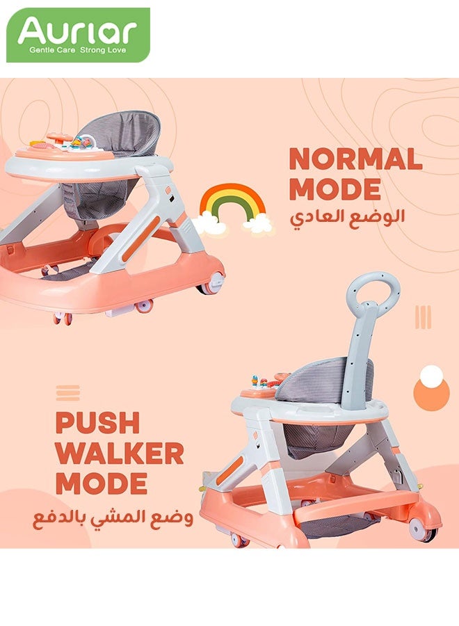 Aurlar 5-in-1 Multifunction Baby Walker with Music Tray, Block Table, Adjustable Height, Anti-Rollover & Foldable Design, 360° Silent Wheels & Speed Control – for Boys & Girls 6–24 Months – Pink - Image 5