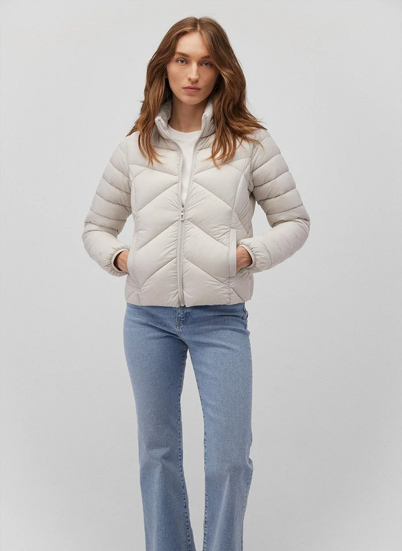 مافي High Collar Grey Puffer Jacket