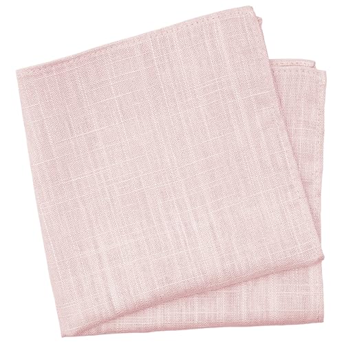 BELLUNO Blush Pink Pocket Square for Men, Cotton and Linen Blend - Image 1