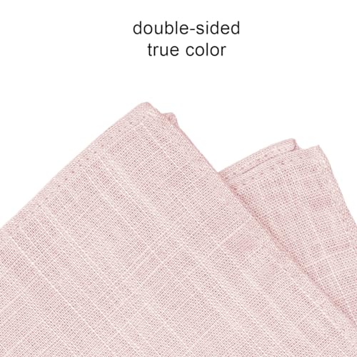BELLUNO Blush Pink Pocket Square for Men, Cotton and Linen Blend - Image 2