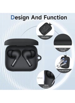 Generic Silicone Protective  Case for OnePlus Buds 3 with Keychain Cover (black)  - Image 3