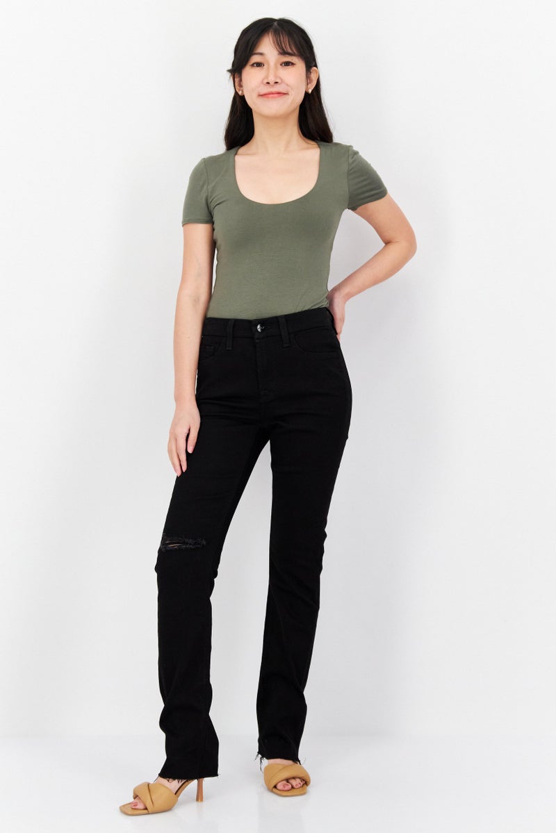 Jen 7 Women Slim Fit Ripped Denim Jeans, Black - Image 4