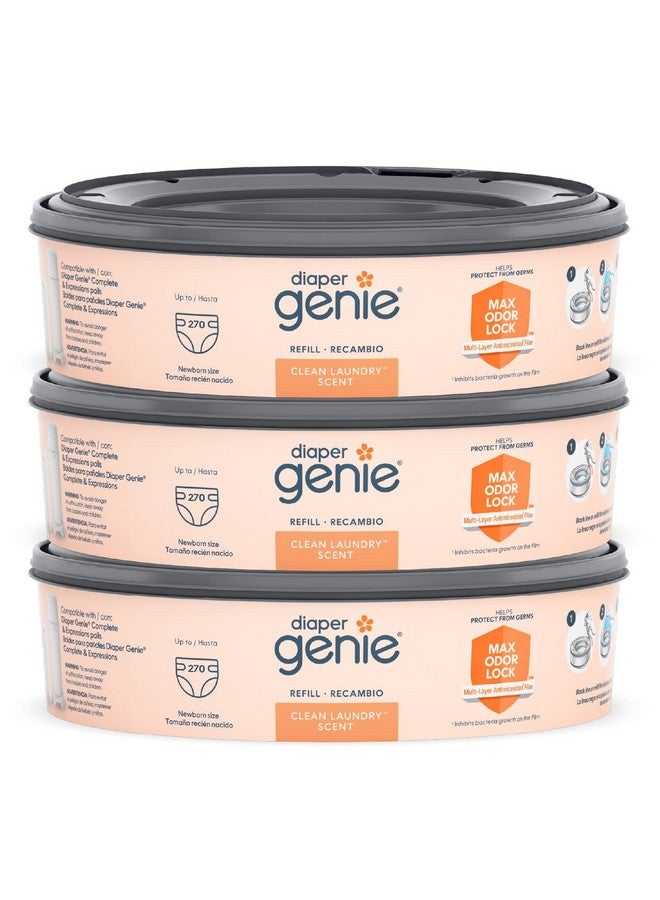 Diaper Genie Bags Refills 270 (Pack Of 3) Clean Laundry Scent ; Diaper Pail Refills With Max Odor Lock ; Holds Up To 810 Newborn Diapers - Image 2