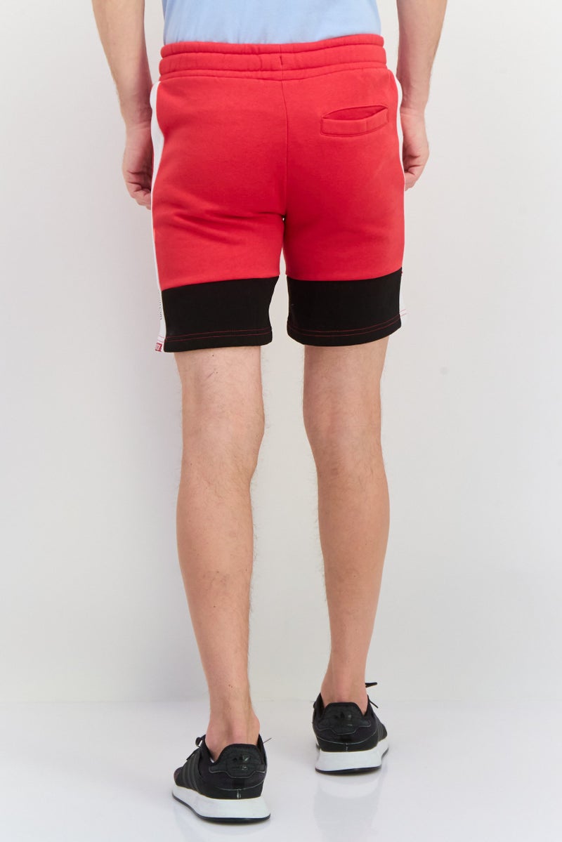 CROSSHATCH Men Brand Logo Drawstring Shorts, Red - Image 4