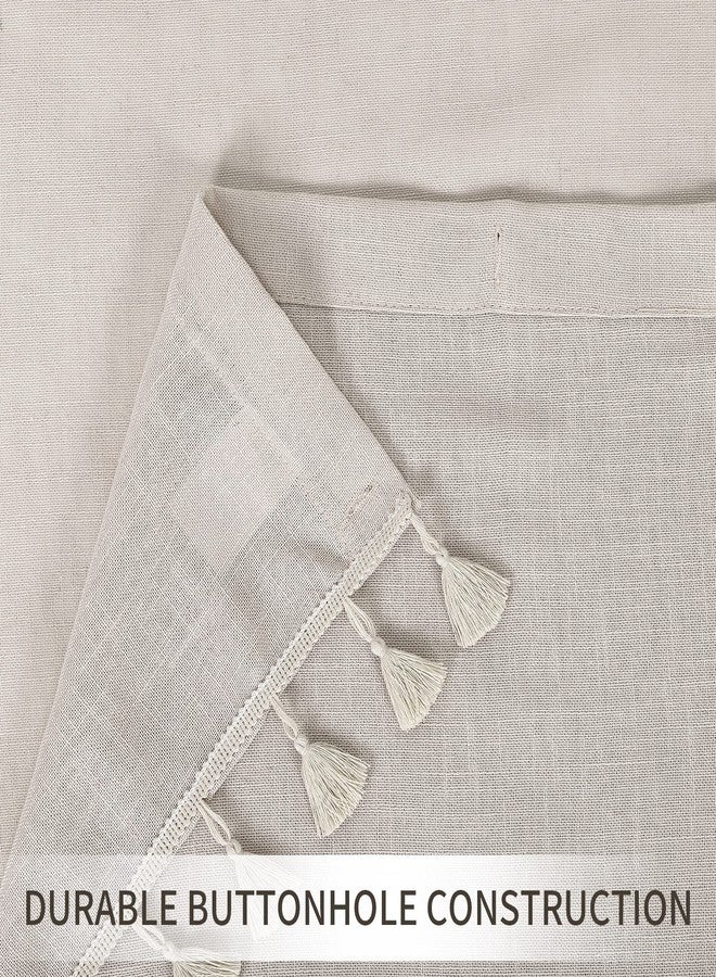 CAROMIO Tassel Shower Curtain for Bathroom, Modern Farmhouse Linen Blend Fabric Shower Curtain with Vintage Boho Chic Tassles, Taupe, 72x72 in - Image 5