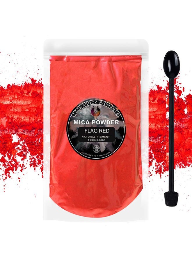 TECHAROOZ Flag RED Mica Powder for Epoxy Resin 100g / 3.5oz. Sealed Bag - 2 Tone Resin Dye Color Pigment Powder for Lip Gloss, Nails, Colorant for Slime Bath Bombs Soap Making & Polymer Clay - Image 1