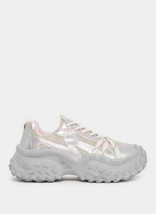 ستايلي Styli Chunky Sole Lace Up Sneakers
