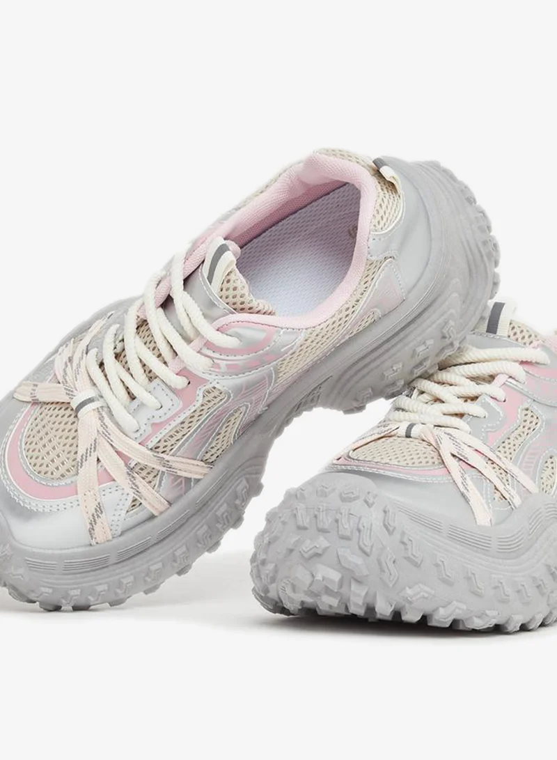Styli Active  Chunky Sole Lace Up Sneakers for Women | Best Price UAE