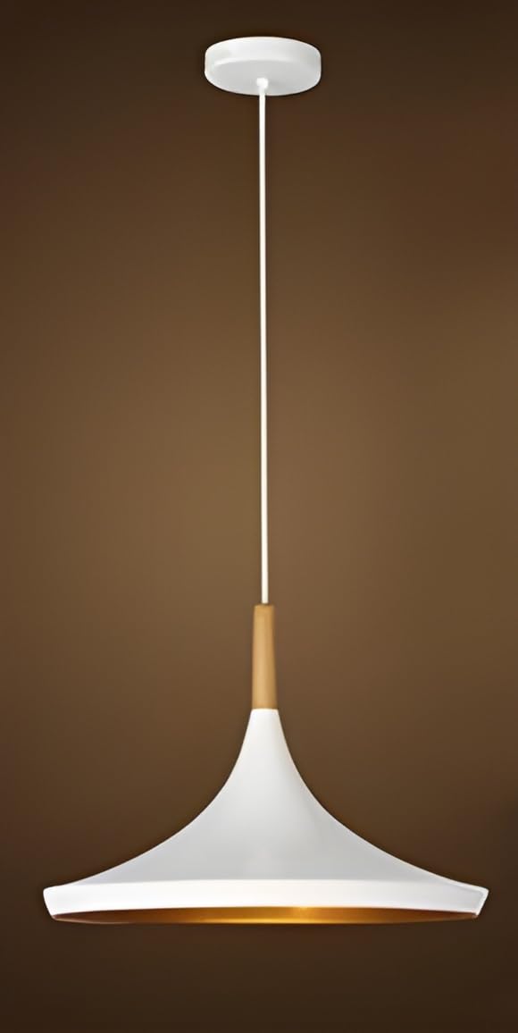 twixle Tulip/Disk Aluminium Ceiling Light Lamp, White and Black Texture, Hanging Decorative Chandelier for Home, Living Room, Indoor, Outdoor (White TASLA with Bulb, Pack of 1) - Image 2