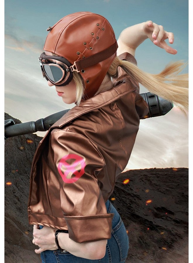 بروكوس قبعة طيار من الجلد الصناعي من PROCOS Steampunk مع غطاء للأذنين، لون بني (بني غامق) - Image 3