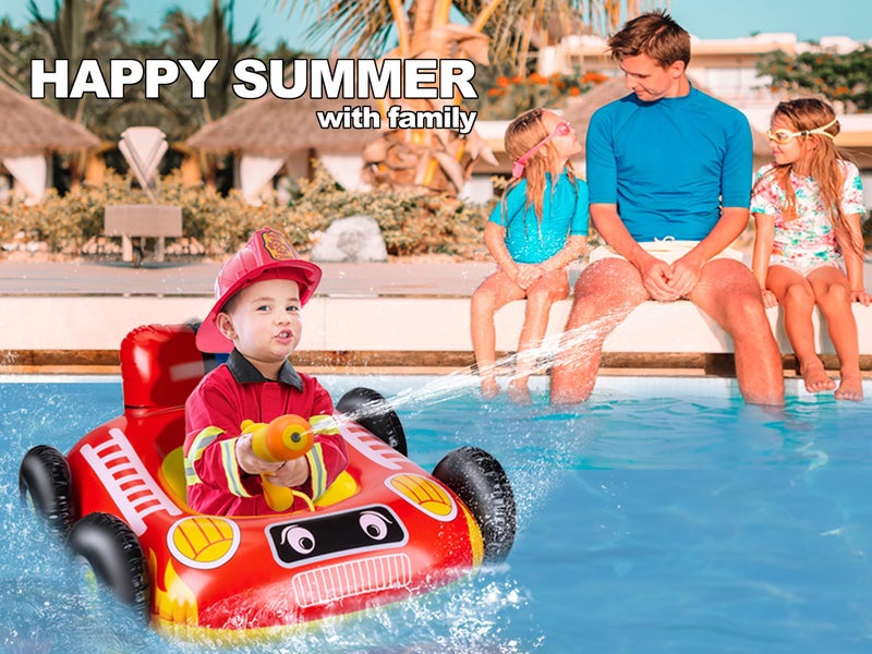 Big Summer Inflatable Fire Boat Pool Float for Kids with Built-in Squirt Gun, Inflatable Ride-on for Children Aged 3-7 Years - Image 3