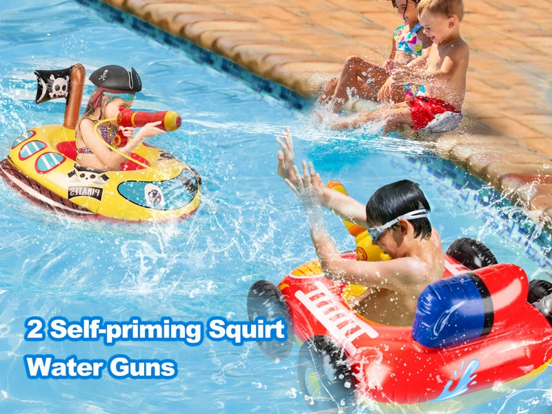 Big Summer Inflatable Fire Boat Pool Float for Kids with Built-in Squirt Gun, Inflatable Ride-on for Children Aged 3-7 Years - Image 2