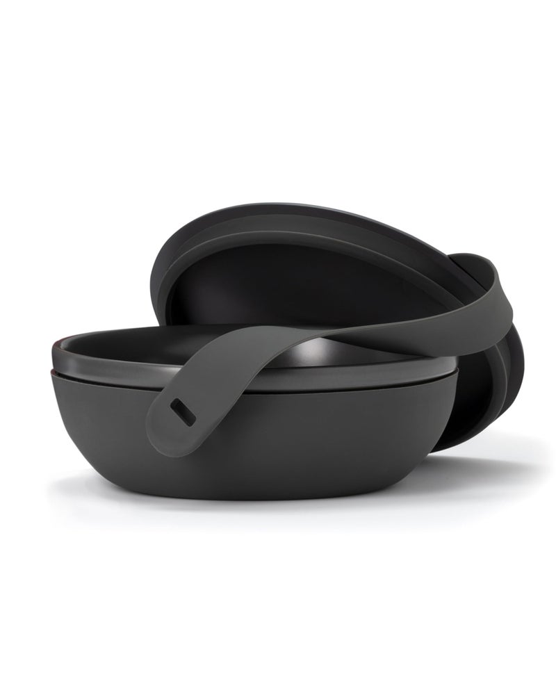 WP Porter Ceramic Bowl Lunch Container w Protective Nonslip Exterior Charcoal 1 Liter Lid Snaptight Silicone Strap Food Storage Bento Box Meal Prep BPAFree Ceramic