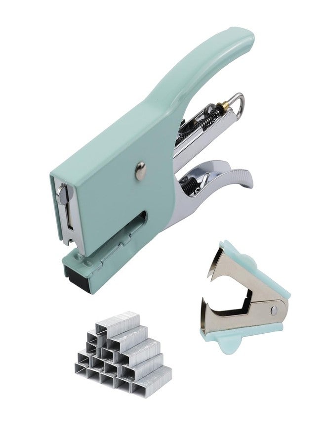 Aacehlh Small Hand-held Stapler Set, 15 Sheet Capacity, Includes 750Pcs Staples and A Staple Remover, Mini Desktop Stapler for Office, School, Home or Travel Use. (Mint Green) - Image 1