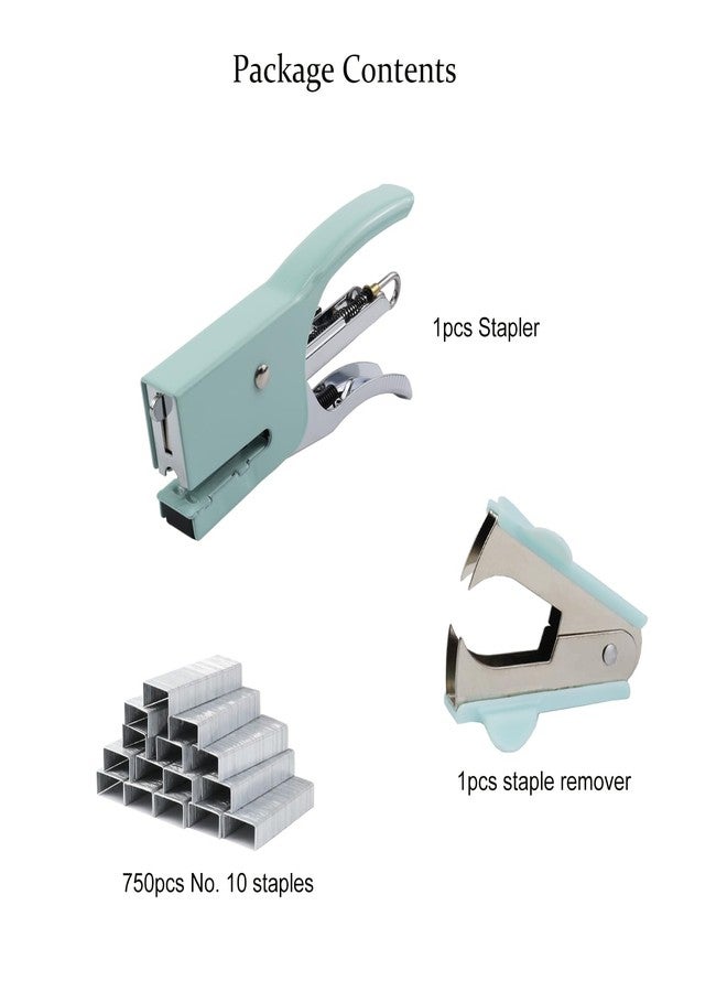 Aacehlh Small Hand-held Stapler Set, 15 Sheet Capacity, Includes 750Pcs Staples and A Staple Remover, Mini Desktop Stapler for Office, School, Home or Travel Use. (Mint Green) - Image 2