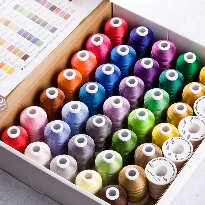40 COLORS 1100Y1000M MACHINE EMBROIDERY THREAD BIG SPOOL POLYESTER BRIGHT AND BEAUTIFUL COLORS FOR BROTHER BABYLOCK JANOME SINGER PFAFF HUSQVARNA BERNINA MACHINES