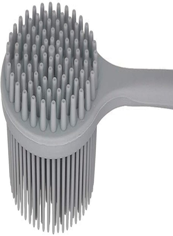 ZENOP Silicone Body Double Sided Long Handle Anti-slip Shower Bath Brush - Deep Cleansing, Massaging - Sensitive Skin - Multicolour - Image 4